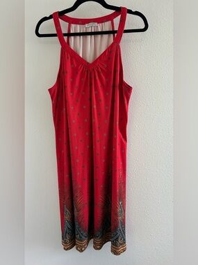 Ekouaer Sleeveless Red Midi Dress